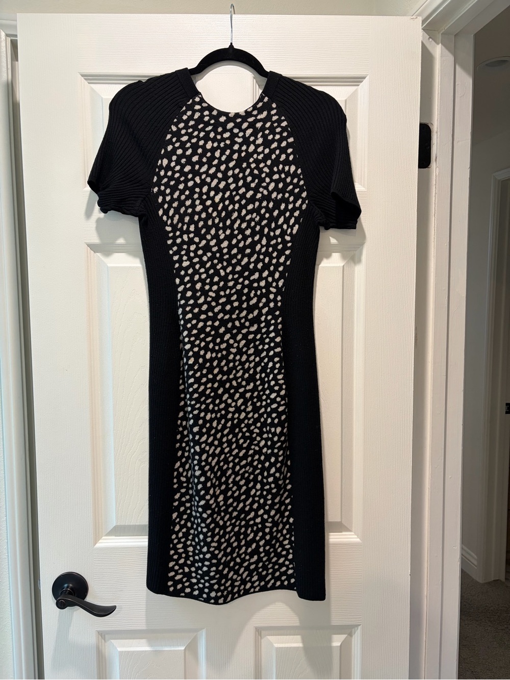 Tory Burch Black and Cream Printed Sweater Dress